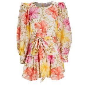 LOVESHACKFANCY Teyana Floral Cotton-silk Mini Dress